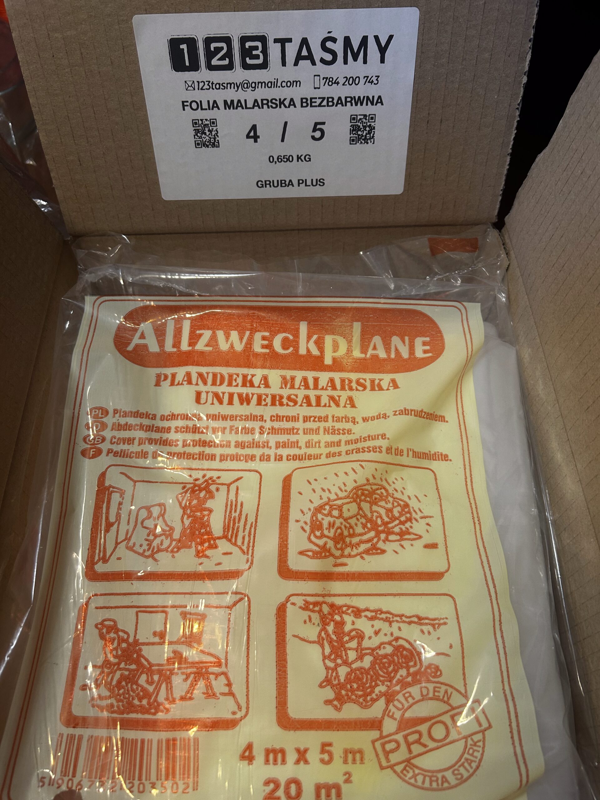 Folia malarska 4x5 Ekstra Mocna 650g Bezbarwna